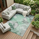 8' X 10' Green Abstract Washable Non Skid Indoor Outdoor Area Rug
