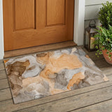 3' X 5' Orange Abstract Washable Non Skid Indoor Outdoor Area Rug