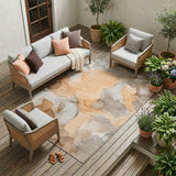 8' X 10' Orange Abstract Washable Non Skid Indoor Outdoor Area Rug