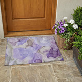 2' X 3' Gray and Purple Abstract Washable Non Skid Indoor Outdoor Area Rug