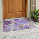 3' X 5' Gray And Purple Abstract Washable Indoor Outdoor Area Rug