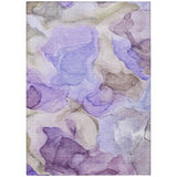 3' X 5' Gray And Purple Abstract Washable Indoor Outdoor Area Rug