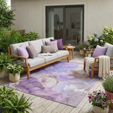 5' X 8' Gray and Purple Abstract Washable Non Skid Indoor Outdoor Area Rug
