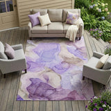 8' X 10' Gray and Purple Abstract Washable Non Skid Indoor Outdoor Area Rug