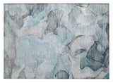 2' X 3' Teal Abstract Washable Non Skid Indoor Outdoor Area Rug