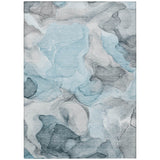 8' X 10' Teal Abstract Washable Non Skid Indoor Outdoor Area Rug