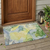 2' X 3' Yellow Abstract Washable Non Skid Indoor Outdoor Area Rug
