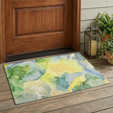 3' X 5' Yellow Abstract Washable Non Skid Indoor Outdoor Area Rug