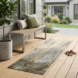 8' Runner Beige Abstract Washable Non Skid Indoor Outdoor Runner Rug