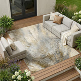 8' X 10' Beige Abstract Washable Non Skid Indoor Outdoor Area Rug