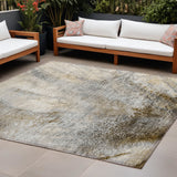 8' X 10' Beige Abstract Washable Non Skid Indoor Outdoor Area Rug