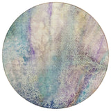 8' Round Beige Blue and Gray Round Abstract Washable Non Skid Indoor Outdoor Area Rug
