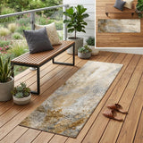 8' Runner Brown Abstract Washable Non Skid Indoor Outdoor Runner Rug