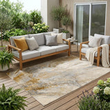 5' X 8' Brown Abstract Washable Non Skid Indoor Outdoor Area Rug