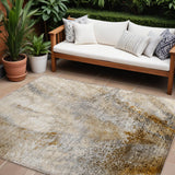 8' X 10' Brown Abstract Washable Non Skid Indoor Outdoor Area Rug