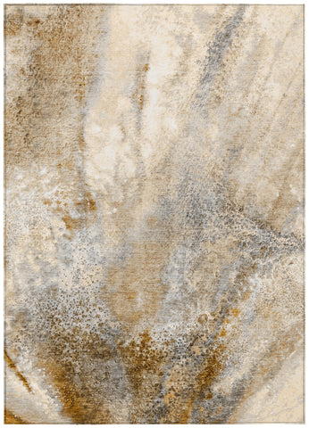 8' X 10' Brown Abstract Washable Non Skid Indoor Outdoor Area Rug