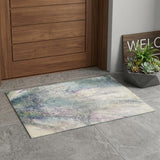 3' X 5' Ivory Abstract Washable Non Skid Indoor Outdoor Area Rug