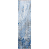 8' Runner Ivory Blue and Gray Abstract Washable Non Skid Indoor Outdoor Runner Rug