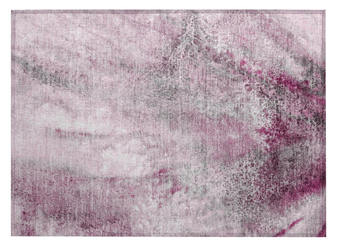 2' X 3' Pink Abstract Washable Non Skid Indoor Outdoor Area Rug
