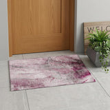 2' X 3' Pink Abstract Washable Non Skid Indoor Outdoor Area Rug