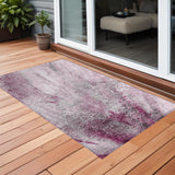 2' X 3' Pink Abstract Washable Non Skid Indoor Outdoor Area Rug