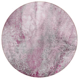 8' Round Pink Round Abstract Washable Non Skid Indoor Outdoor Area Rug