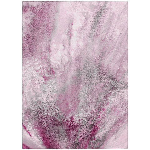 8' X 10' Pink Abstract Washable Non Skid Indoor Outdoor Area Rug