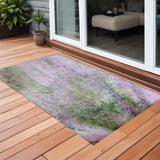 2' X 3' Purple Abstract Washable Non Skid Indoor Outdoor Area Rug
