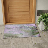 2' X 3' Purple Abstract Washable Non Skid Indoor Outdoor Area Rug