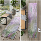 8' Runner Purple Abstract Washable Non Skid Indoor Outdoor Runner Rug