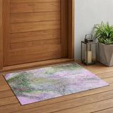 3' X 5' Purple Abstract Washable Non Skid Indoor Outdoor Area Rug