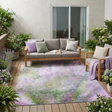 5' X 8' Purple Abstract Washable Non Skid Indoor Outdoor Area Rug