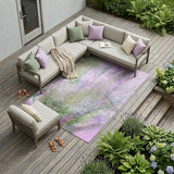 8' X 10' Purple Abstract Washable Indoor Outdoor Area Rug