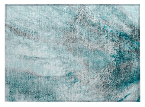 2' X 3' Gray and Ivory Abstract Washable Non Skid Indoor Outdoor Area Rug