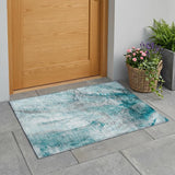 2' X 3' Gray and Ivory Abstract Washable Non Skid Indoor Outdoor Area Rug