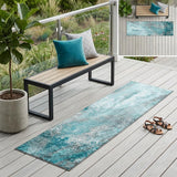 8' Runner Gray and Ivory Abstract Washable Non Skid Indoor Outdoor Runner Rug