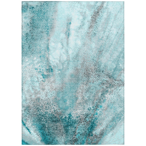 5' X 8' Gray And Ivory Abstract Washable Indoor Outdoor Area Rug