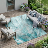 8' X 10' Gray and Ivory Abstract Washable Non Skid Indoor Outdoor Area Rug