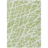 5' X 8' Green and White Abstract Washable Non Skid Indoor Outdoor Area Rug