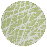 8' Round Green and White Round Abstract Washable Non Skid Indoor Outdoor Area Rug