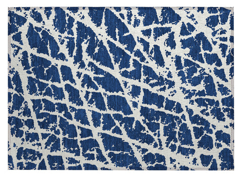 2' X 3' Navy and Ivory Abstract Washable Non Skid Indoor Outdoor Area Rug