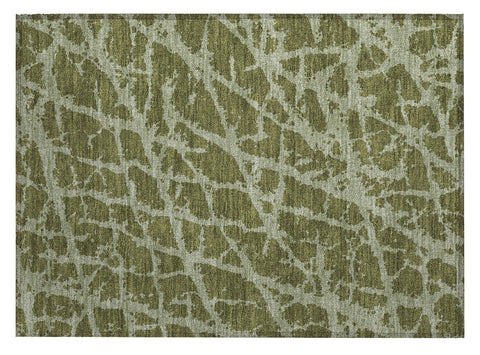 2' X 3' Green Abstract Washable Non Skid Indoor Outdoor Area Rug
