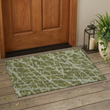 2' X 3' Green Abstract Washable Non Skid Indoor Outdoor Area Rug