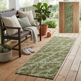 8' Runner Green Abstract Washable Non Skid Indoor Outdoor Runner Rug