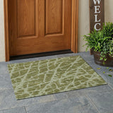 3' X 5' Green Abstract Washable Non Skid Indoor Outdoor Area Rug