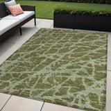 5' X 8' Green Abstract Washable Non Skid Indoor Outdoor Area Rug