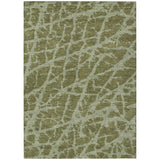 5' X 8' Green Abstract Washable Non Skid Indoor Outdoor Area Rug