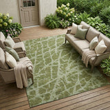 8' X 10' Green Abstract Washable Indoor Outdoor Area Rug