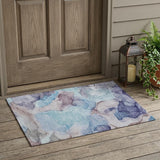 2' X 3' Blue Abstract Washable Non Skid Indoor Outdoor Area Rug