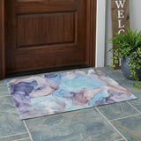3' X 5' Blue Abstract Washable Non Skid Indoor Outdoor Area Rug
